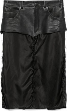 Balenciaga Leather-panel Midi Skirt