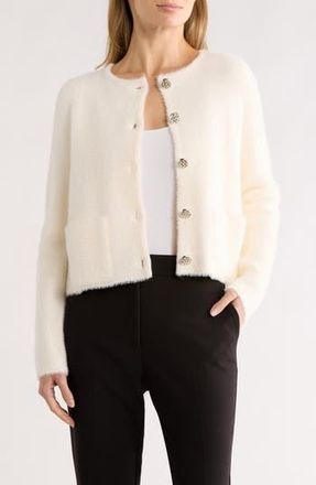 Cyrus Eyelash Knit Cardigan in Vanilla Puff at Nordstrom Rack, Size X-Large