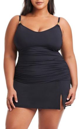 Bleu Rod Beattie Scoop Neck Tankini Top in Black at Nordstrom, Size 22W