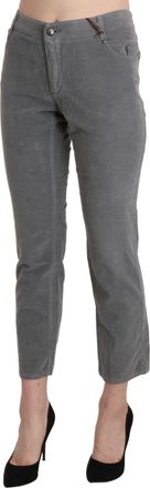 Ermanno Scervino Gray Cropped Cotton Stretch Trouser Womens Pants