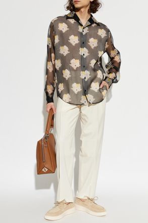 Fendi Shirt With Floral Motif, Mens, Black