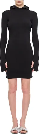 Fendi Knitted Dresses, female, Black, Size: S Hooded Ribbed Mini Dress