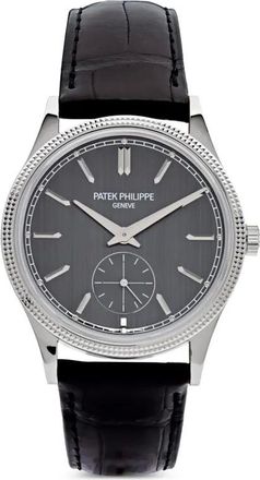 Patek Philippe 2024 pre-owned Calatrava 39mm - unisex - White Gold/Alligator - One Size - Grey