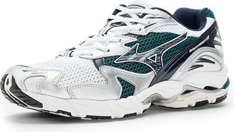 Mizuno Wave Rider 10 Shoes White/Baritone Blue : Mens 11 - Womens 12.5 Medium, Leather/Synthetic/Textile