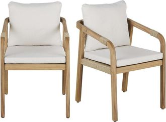 Maisons du monde Sillas de jard&iacute;n de madera de acacia maciza con cojines color crudo (x2)