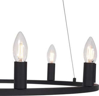 QAZQA Qazqa L&aacute;mpara Colgante Inteligente Negra 7 Luces Con Wifi C35