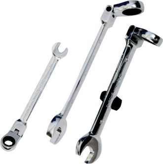 Trade Shop Trade Shop - Chiave Combinate A Cricchetto Chrome Vanadium Con Testa Snodabile Misura Mm - -19 Mm