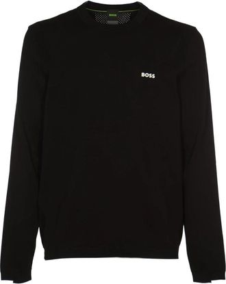 HUGO BOSS Zwarte trui - Heren - Ronde hals truien - Zwart - L - Katoen - Truien & Vesten