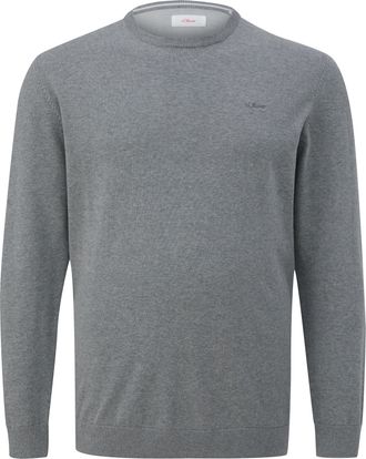 s.Oliver Strickpullover, Herren, Gr. 5XL, dunkelgrau, Strick, Obermaterial: 100% Baumwolle, S.OLIVER MEN BIG SIZES, bestickt, unifarben, normal h&uuml;ftbedeckend, 