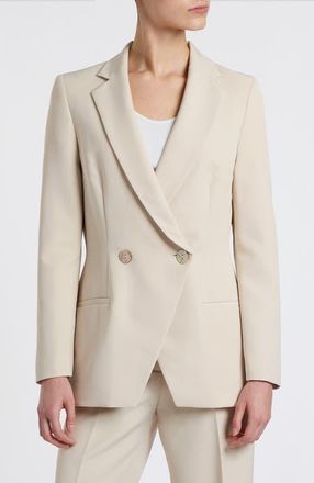 Santorelli Rowan Double Breasted Blazer in Soft Stretch Crepe in Beige at Nordstrom, Size 12