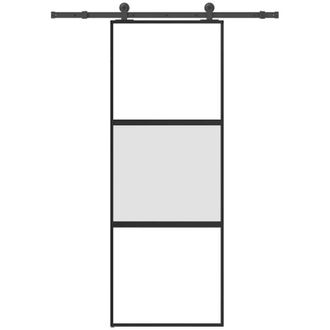 vidaXL Puerta Corredera Set Herrajes Vidrio Templado Aluminio 76x205cm Vidaxl