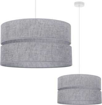 OEM L&aacute;mpara Colgante Duo Lino Blanca 1 Pantalla Plana Gris L04 40cm