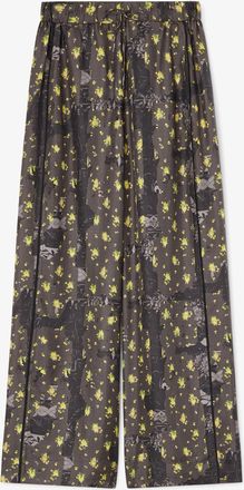 Ganni Mixed Trousers in Printed Silk - Size 34 Organic Wool