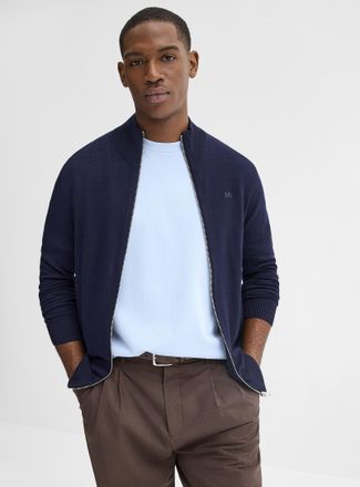 Lindbergh Mens Merino knit zip-up Cardigan Sweater