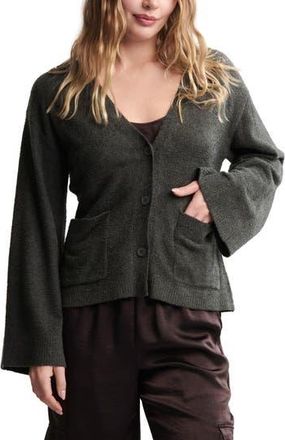 Barefoot Dreams CozyChic Ultra Lite Flare Sleeve Button-Up Top in Dark Moss at Nordstrom Rack, Size X-Small