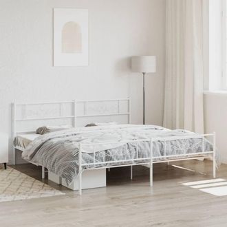 vidaXL Giroletto Con Testiera E Pediera Metallo Bianco 200x200 Cm - Vidaxl