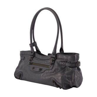 Balenciaga Womens Le City Shoulder Bag Black Lambskin