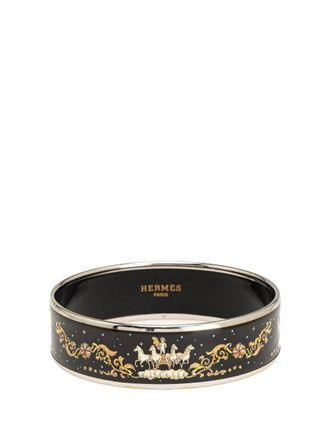 Hermès Bracciale rigido Cloissone largo 65 smaltato XX secolo - Nero