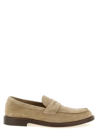 Doucal's Beige Solid Penny Loafers