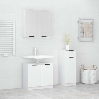 vidaXL Set De Muebles De Ba&ntilde;o 3 Piezas Madera Contrachapada Blanco Vidaxl
