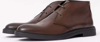 Boss Orange by Hugo Boss Mens Desert Boots with Signature Stripe in Dark Brown Leather - Size UK 11