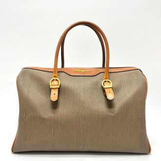 Ferragamo Pvc Leather Boston Bag Handbag (Pre-Owned)