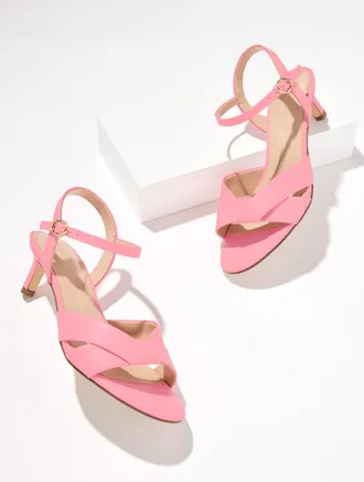 Talbots Talia Nappa Kitten Heel Sandals - Pink Guava - 10 1/2 M Talbots