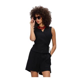 Notre-V Nv-Hester Top - Dames - Blouses - Zwart - 2XL - Katoen - Overhemden