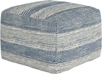 Simpli Home Clay Boho Square Pouf