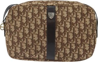 Dior Trotter Brown Canvas Shoulder Bag (Pre-Owned)