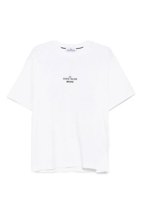 Stone Island S0091 BRANDED COTTON T SHIRT Size: XXL, colour: WHITE