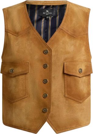 Etro Su&egrave;de gilet met zak - Bruin