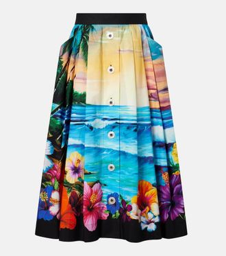 Dolce & Gabbana Falda midi de algod&oacute;n estampada