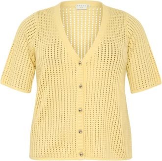 Kaffe Curve V-hals vest met knoopdetail - Dames - Vesten - Geel - S - Truien & Vesten