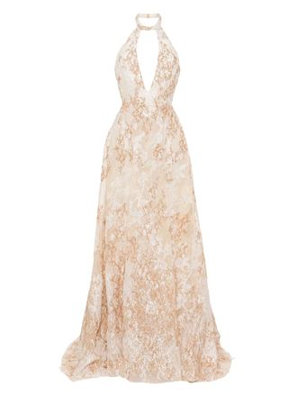 Saiid Kobeisy embroidered maxi dress - Gold