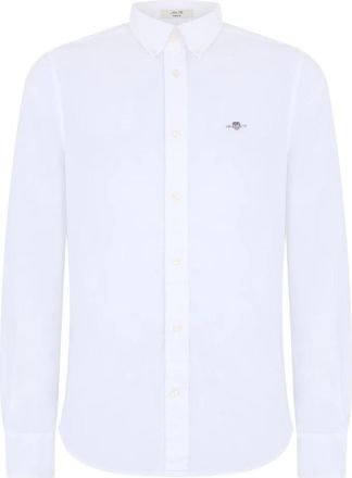 GANT Formal Shirts, male, White, Size: M Slim Fit Classic Poplin Shirt