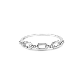 House of Brilliance 925 Sterling Silver Diamond Accent Paperclip Band Ring (I-J Color, I2-I3 Clarity)