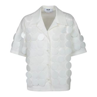 Msgm Shirts, female, White, Size: XS White Sequin Overlay Shirt