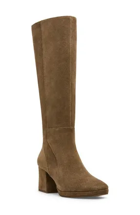Blondo Sofie Waterproof Knee High Platform Boot in Taupe Suede at Nordstrom, Size 8.5