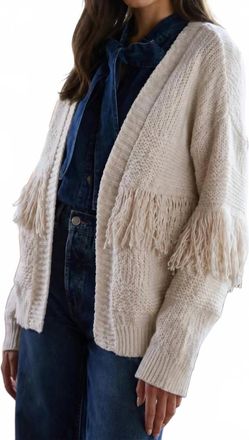Autumn Cashmere Fringe Oversized Cardigan In Sand