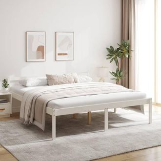 Berkfield Home Bed Frame White 200x200 cm Solid Wood Pine