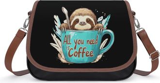 Generic Coffee Sloth Small Womens Crossbody Bags Shoulder Handbag with Adjustable Strap for Travel