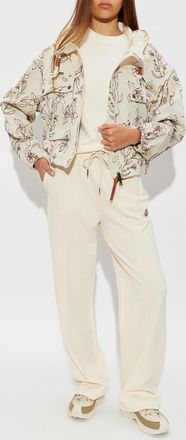 Moncler T-shirt With Logo Patch, Womens, Cream