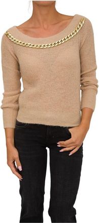 Guess Beige Trui - Dames - Ronde hals truien - Beige - S - Truien & Vesten