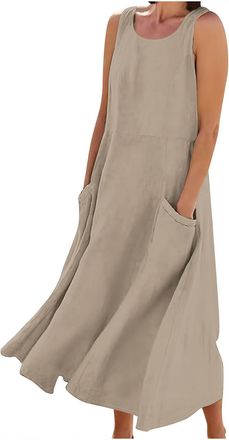 Generic Non Iron Dresses for Women UK, Women Dresses with Slit, Summer Dresses for Women UK XL, Wedding Guest Dresses for Women, Khaki