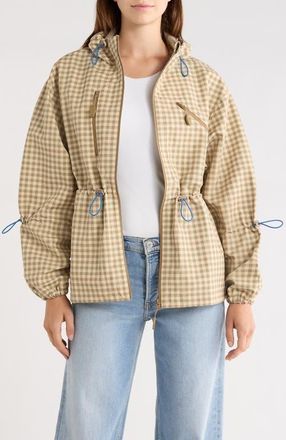 Damson Madder Matilda Gingham Hooded Raincoat in Brown at Nordstrom, Size 10 Us