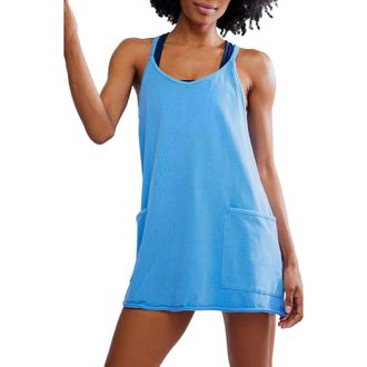Free People FP Movement Hot Shot Racerback Romper in Riviera Blue at Nordstrom, Size X-Large