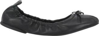Hogan Schoenen, Dames, Zwart, 40 EU, Leer, Leren ballerinas met strikdetail