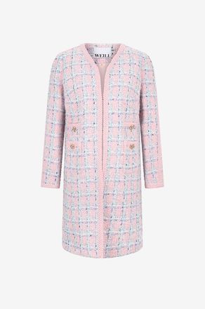 Weill Karierter Boucl&eacute;-Tweed-Mantel Tiara