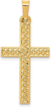 Diamond2Deal 14k Yellow Gold Polished Lattice Textured Cross Pendant